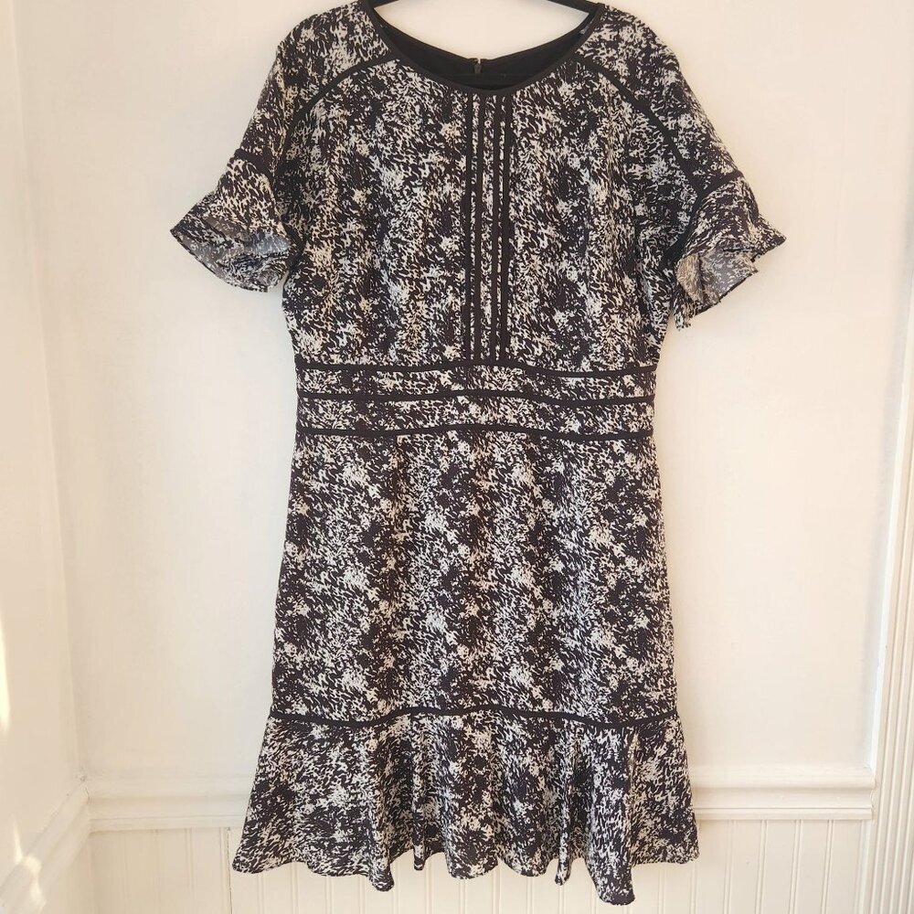 Focus by Shani Darden Black White Fit and Flare Cocktail Dress Women's 14